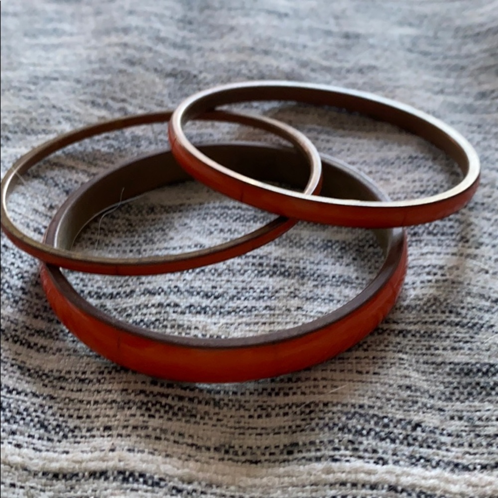 Brass enamel bracelet trio